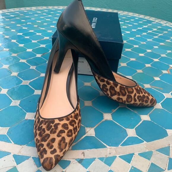 NEW/BOX COLE HAAN KYLE ANIMAL PRINT LEOPARD LEATHER PUMPS - Picture 7 of 9